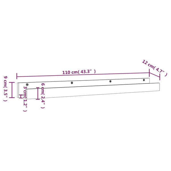 Wandregale 2er Set Kiefer Massivholz 110cm