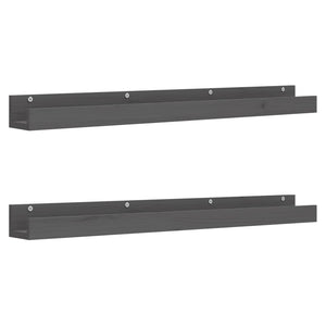 Graue Wandregale aus Kiefernholz, 2er-Set
