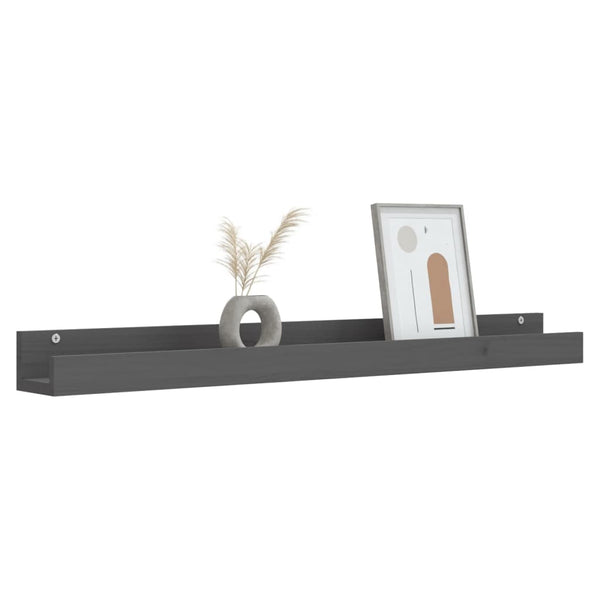 Graue Wandregale aus Kiefernholz, 2er-Set