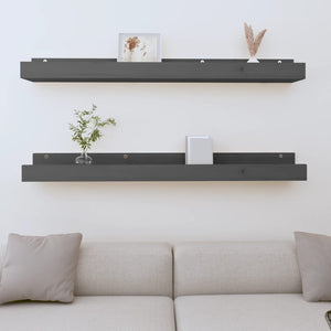 Graue Wandregale aus Kiefernholz, 2er-Set