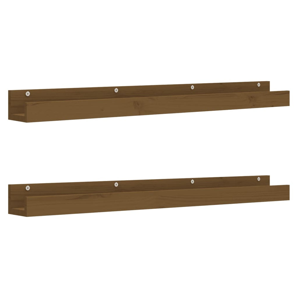 Wandregale 2er Set Honigbraun Kiefer Massivholz