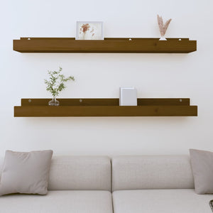 Wandregale 2er Set Honigbraun Kiefer Massivholz