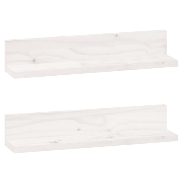 Weiße Wandregale 2er Set Kiefernholz 50 cm