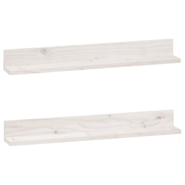 Wandregale 2er Set Weiß Kiefer 80cm