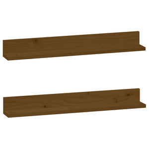 Wandregale 2er Set Honigbraun Kiefer Massivholz