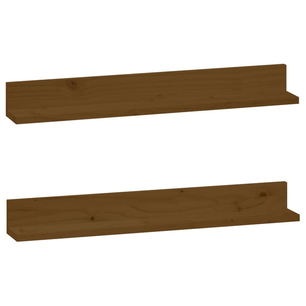 Wandregale 2er Set Honigbraun Kiefer Massivholz