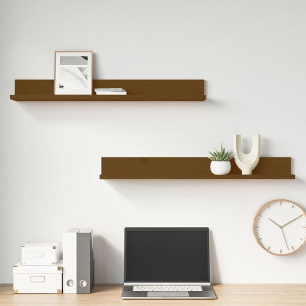 Wandregale 2er Set Honigbraun Kiefer Massivholz