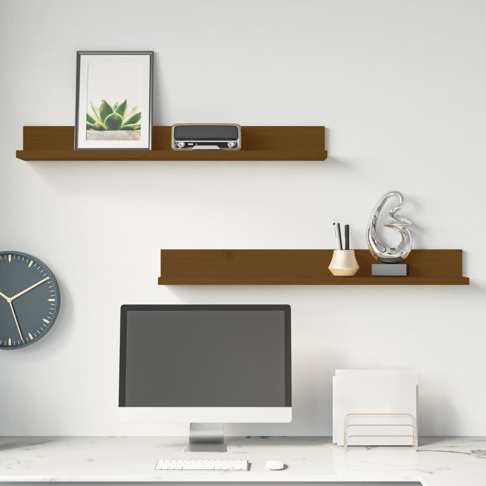 Wandregale 2er Set Honigbraun Kiefer Massivholz