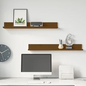 Wandregale 2er Set Honigbraun Kiefer Massivholz