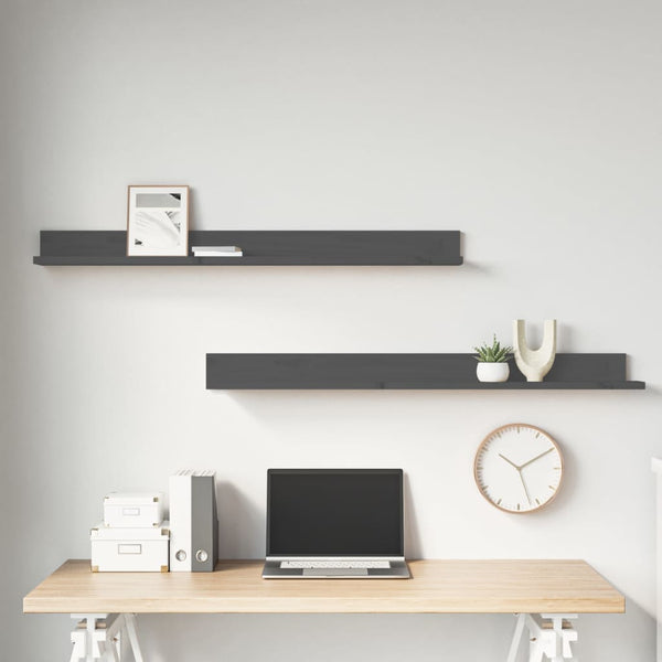 Graue Kiefer Wandregale, 2er Set