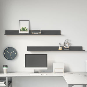 Graue Kiefer Wandregale, 2er Set
