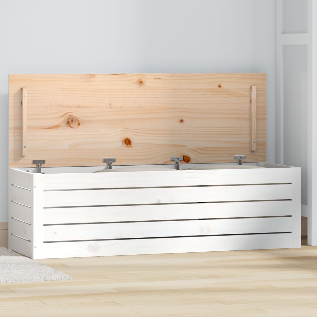 Weiße Kiefernholz Truhe 109 cm