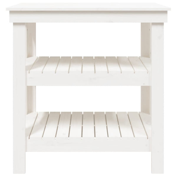 Werkbank Kiefer Massivholz Weiß 78,5 cm