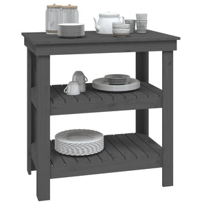 Werkbank Grau Kiefer Massivholz 78,5x50x80 cm