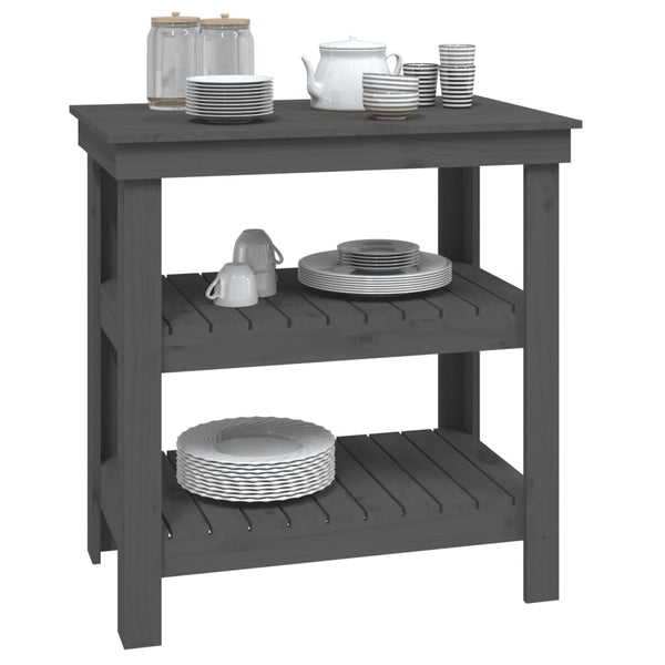 Werkbank Grau Kiefer Massivholz 78,5x50x80 cm