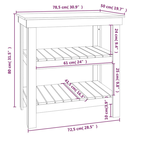 Werkbank Schwarz 78,5x50x80 cm Massivholz Kiefer