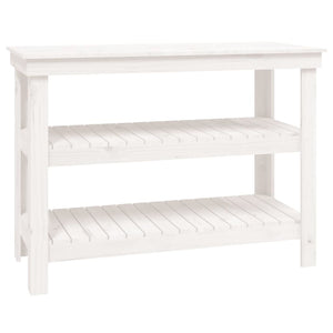 Weiße Werkbank Kiefer Massivholz 110,5 cm