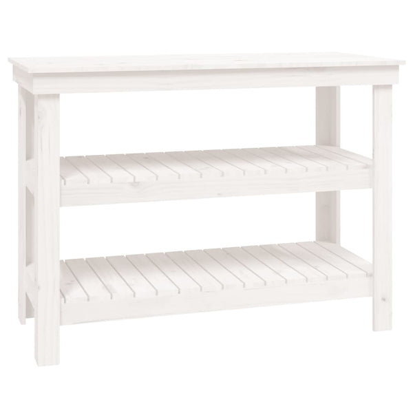 Weiße Werkbank Kiefer Massivholz 110,5 cm