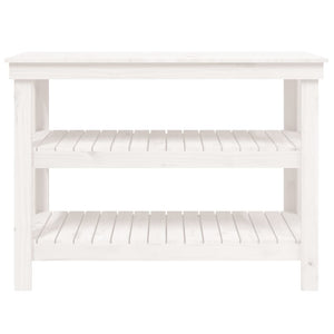 Weiße Werkbank Kiefer Massivholz 110,5 cm