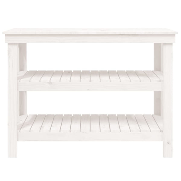 Weiße Werkbank Kiefer Massivholz 110,5 cm