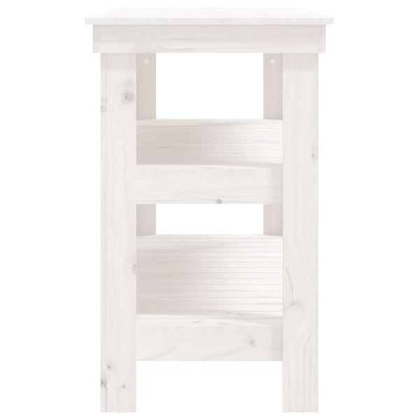 Weiße Werkbank Kiefer Massivholz 110,5 cm