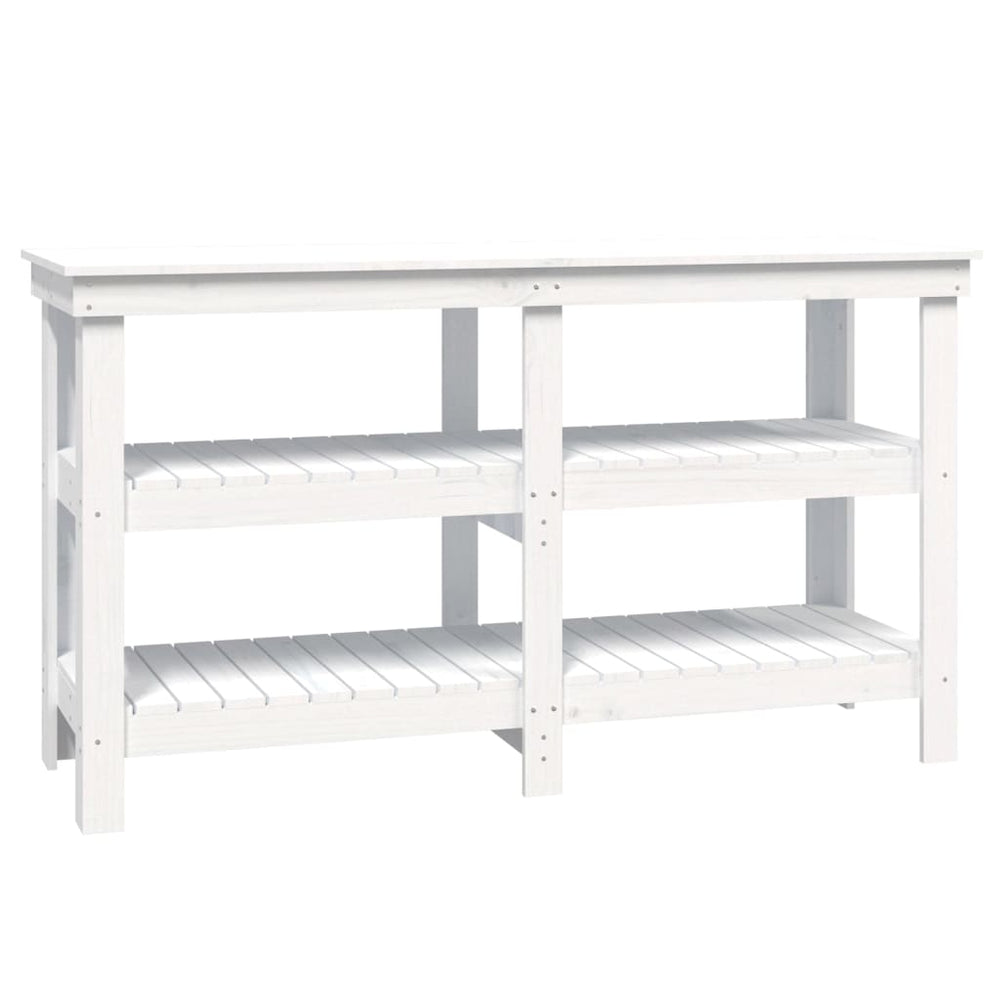 Werkbank Weiß Kiefer Massivholz 142,5 cm