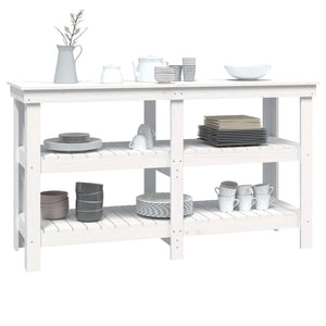 Werkbank Weiß Kiefer Massivholz 142,5 cm