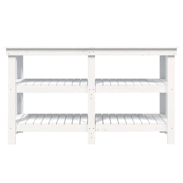 Werkbank Weiß Kiefer Massivholz 142,5 cm