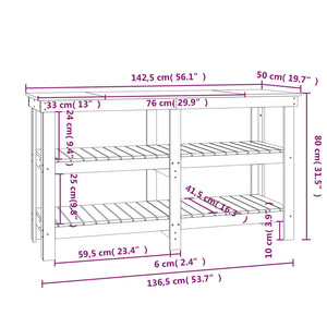 Werkbank Grau Kiefer Massivholz 142,5 cm