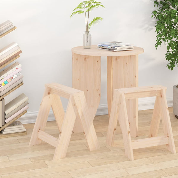 Holzhocker 2er Set, Kiefer Massivholz 40x40x45 cm
