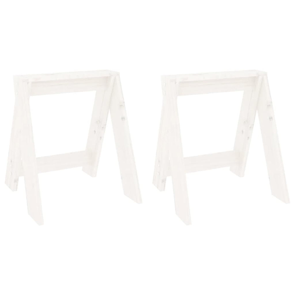 2er Set Hocker Weiß Kiefer Massivholz 40x40x45cm