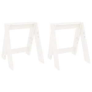2er Set Hocker Weiß Kiefer Massivholz 40x40x45cm