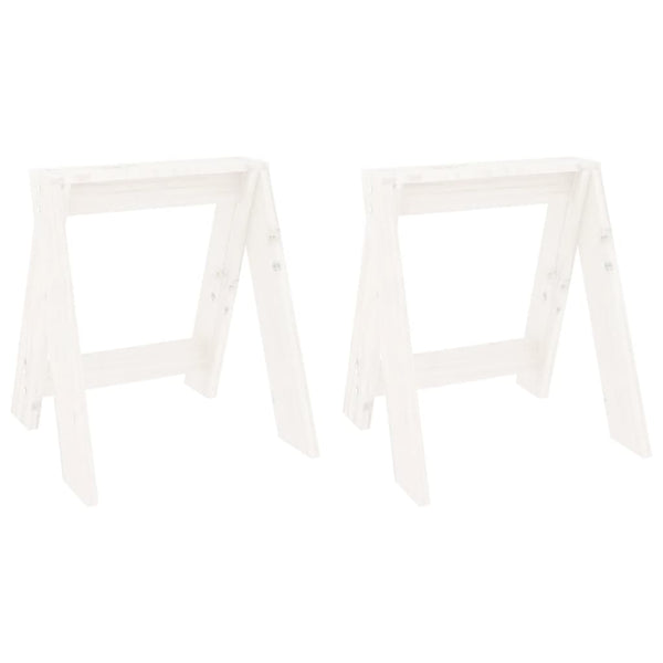 2er Set Hocker Weiß Kiefer Massivholz 40x40x45cm