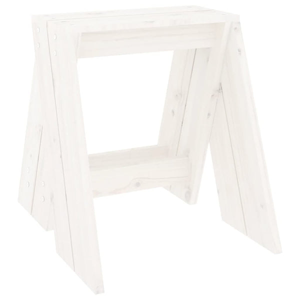 2er Set Hocker Weiß Kiefer Massivholz 40x40x45cm