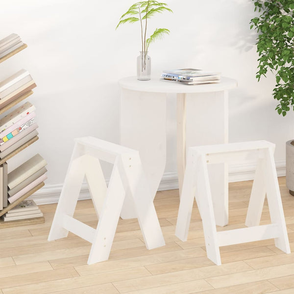 2er Set Hocker Weiß Kiefer Massivholz 40x40x45cm