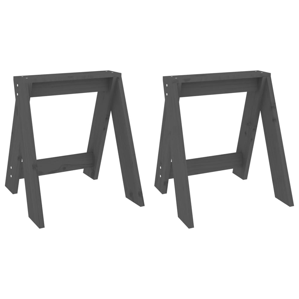 Hocker 2er Set Grau Kiefer Massivholz 40x40x45cm