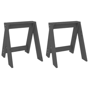 Hocker 2er Set Grau Kiefer Massivholz 40x40x45cm