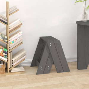 Hocker 2er Set Grau Kiefer Massivholz 40x40x45cm