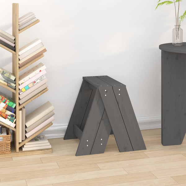 Hocker 2er Set Grau Kiefer Massivholz 40x40x45cm