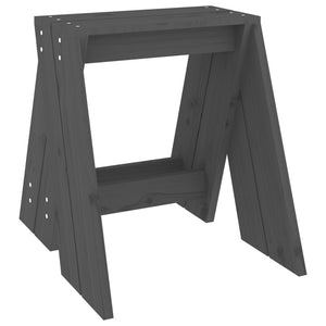 Hocker 2er Set Grau Kiefer Massivholz 40x40x45cm