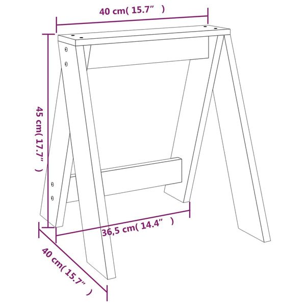 Hocker 2er Set Grau Kiefer Massivholz 40x40x45cm