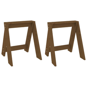 2er Set Hocker Honigbraun Kiefer Massivholz