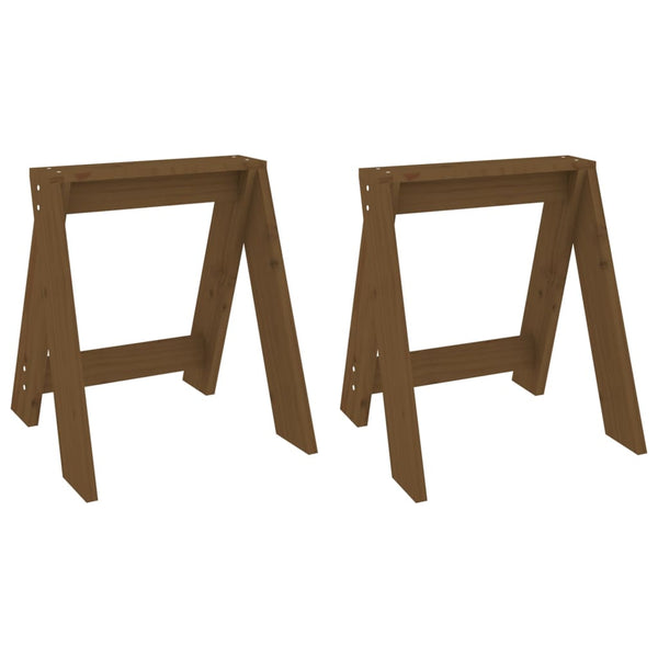 2er Set Hocker Honigbraun Kiefer Massivholz