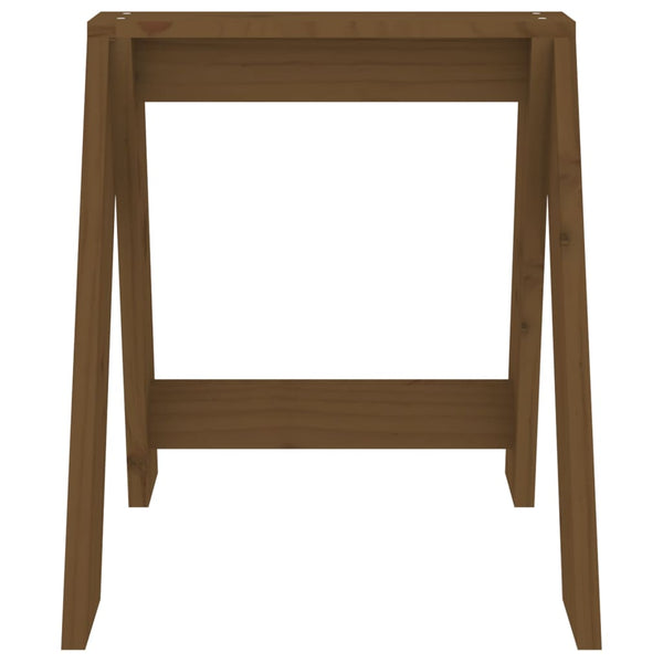 2er Set Hocker Honigbraun Kiefer Massivholz