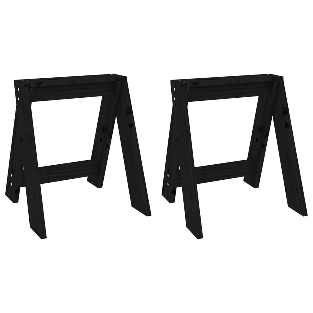 Schwarze Holzhocker, 2er-Set