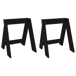 Schwarze Holzhocker, 2er-Set