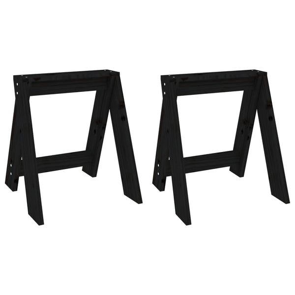 Schwarze Holzhocker, 2er-Set