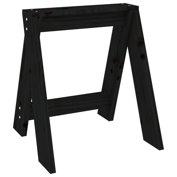 Schwarze Holzhocker, 2er-Set