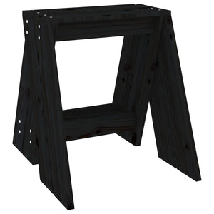 Schwarze Holzhocker, 2er-Set