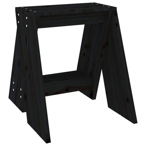 Schwarze Holzhocker, 2er-Set